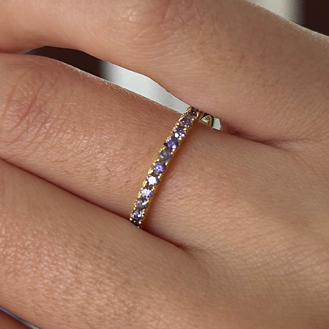 Size 9.0 |Golden Tone Multi-Color Eternity Band Stackable Ring