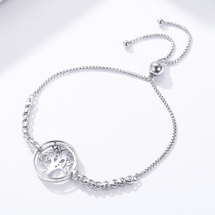 Tree of Life Adjustable 925 Sterling Silver Tennis Bracelet