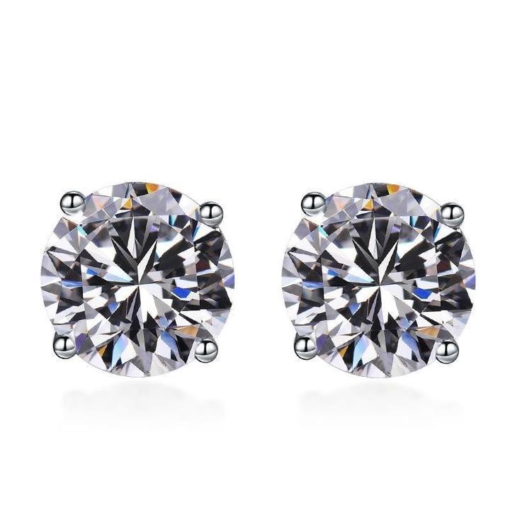 Classic Moissanite Stone 4 Prong Sterling Silver Stud Earrings