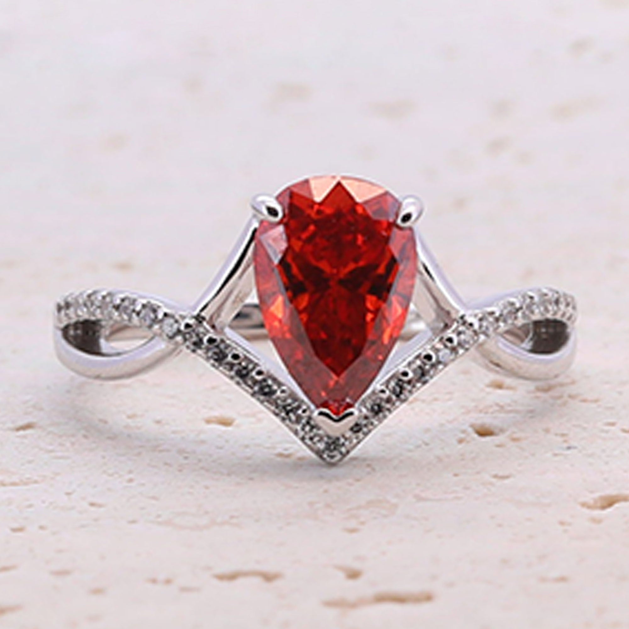 Pear Cut Twisted band Engagement Ring (Multi Color Available)