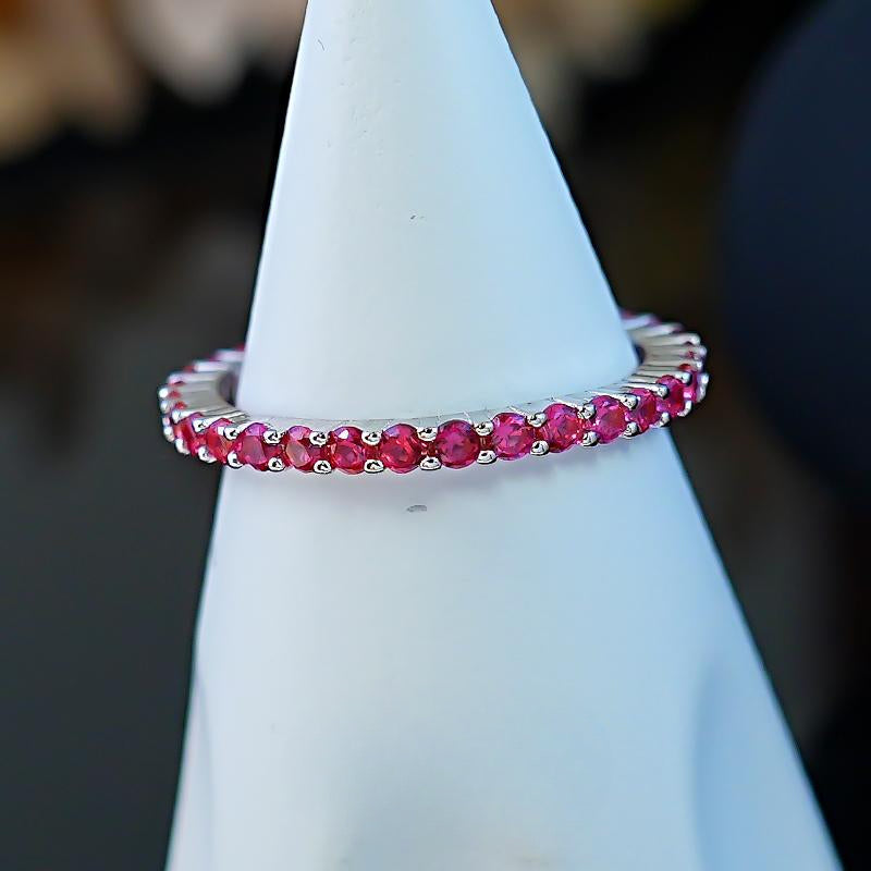 Multi-color Eternity Sterling Silver Band