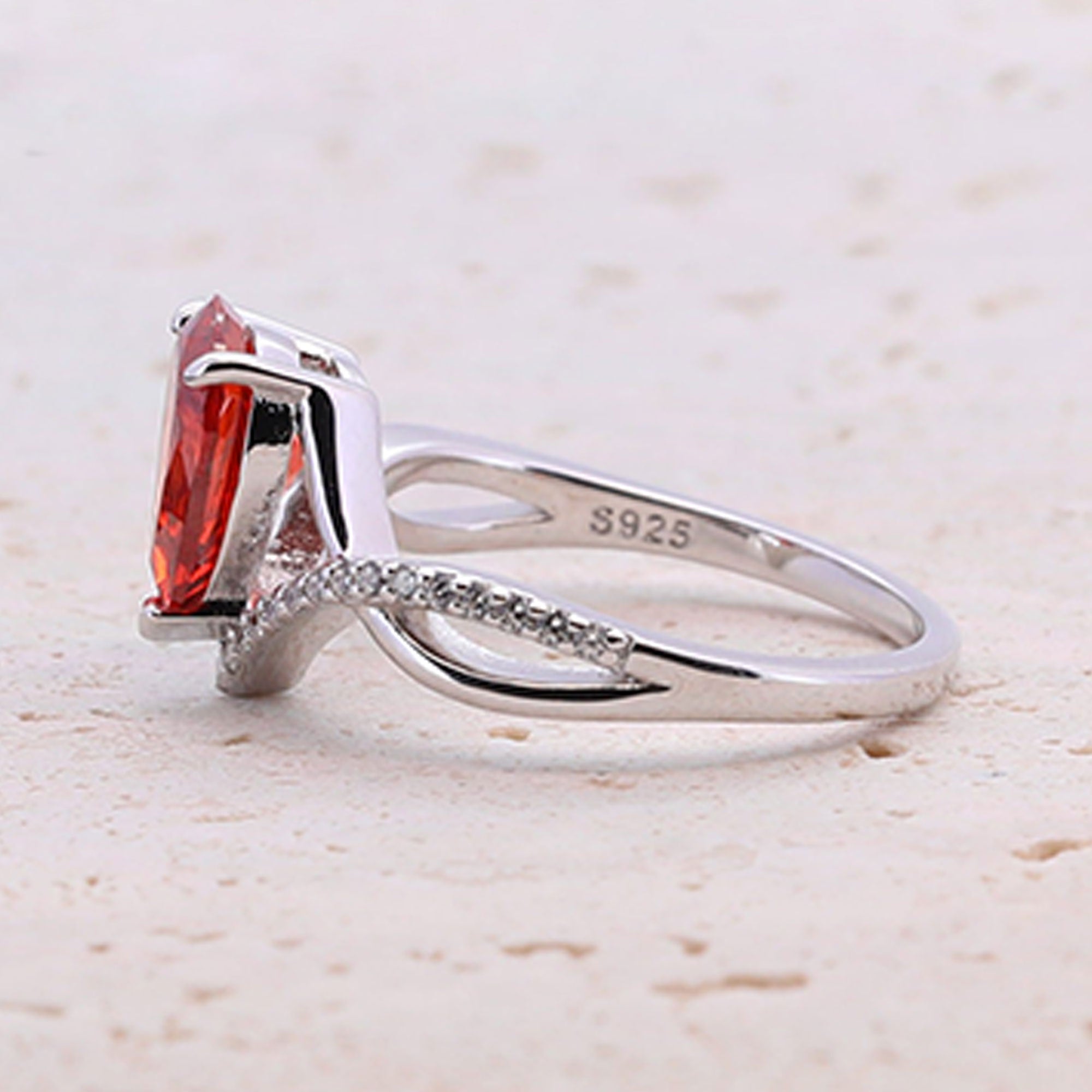Pear Cut Twisted band Engagement Ring (Multi Color Available)