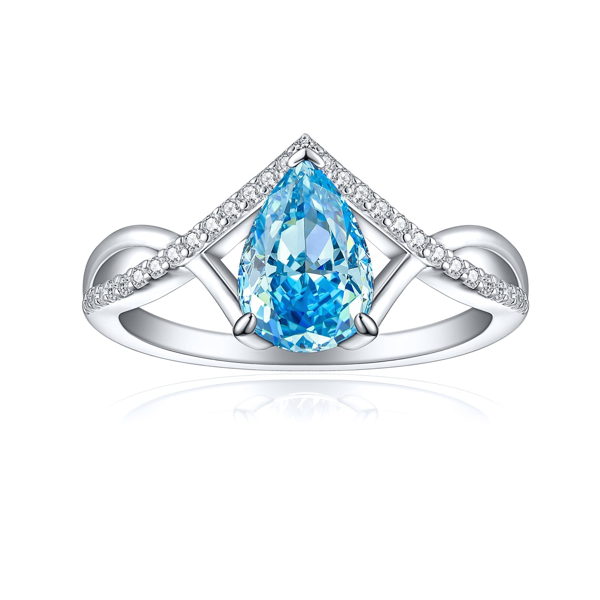 Pear Cut Twisted band Engagement Ring (Multi Color Available)