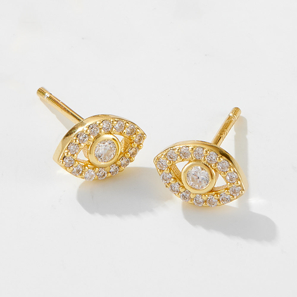 Evil Eye Sterling Silver Stud Earrings