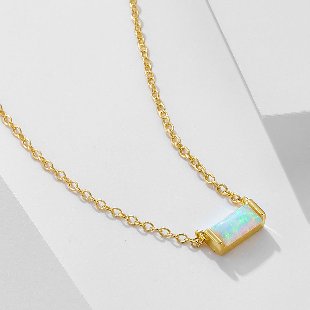 Simple design 925 Sterling Silver birth stone necklace