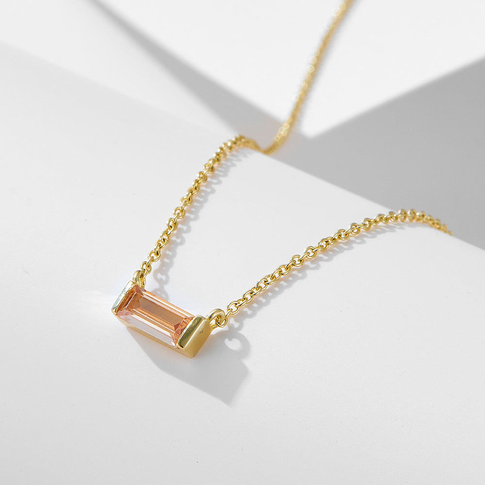 Simple design 925 Sterling Silver birth stone necklace