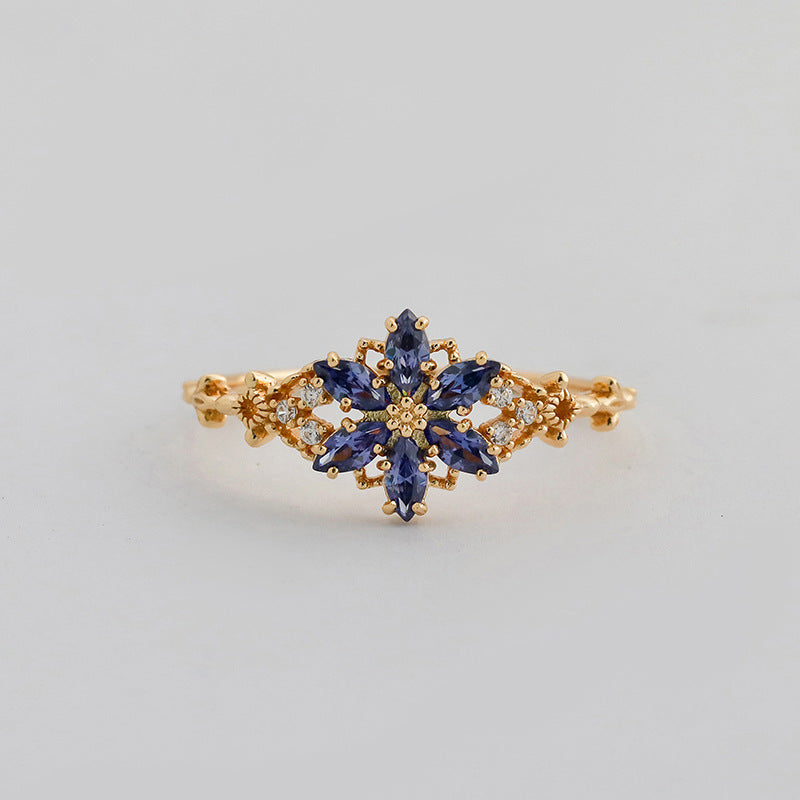 Flower Design 14K Gold Plated Ring