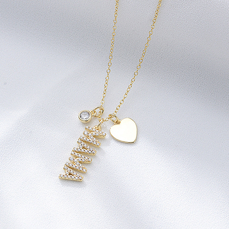 Simple MAMA Design Silver Necklace For Mom