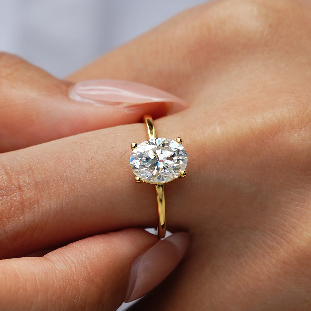 Timeless Oval Cut Sterling Silver Moissanite Engagement Ring