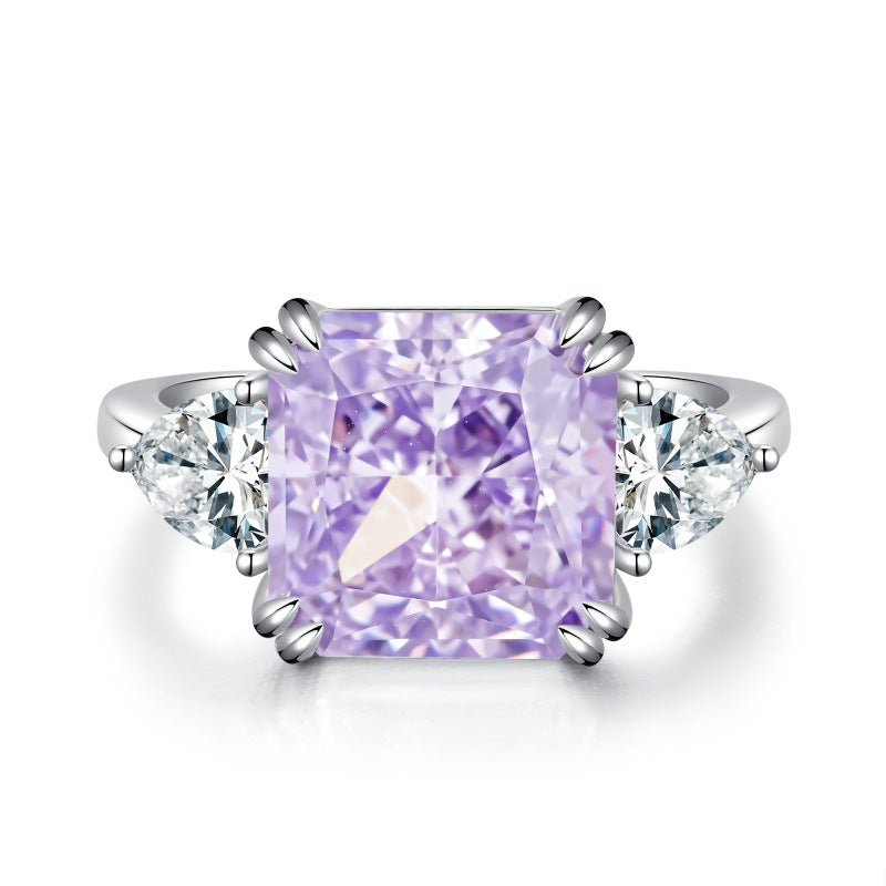 5.0ct Radiant Cut Double Prong Engagement Ring in Sterling Silver