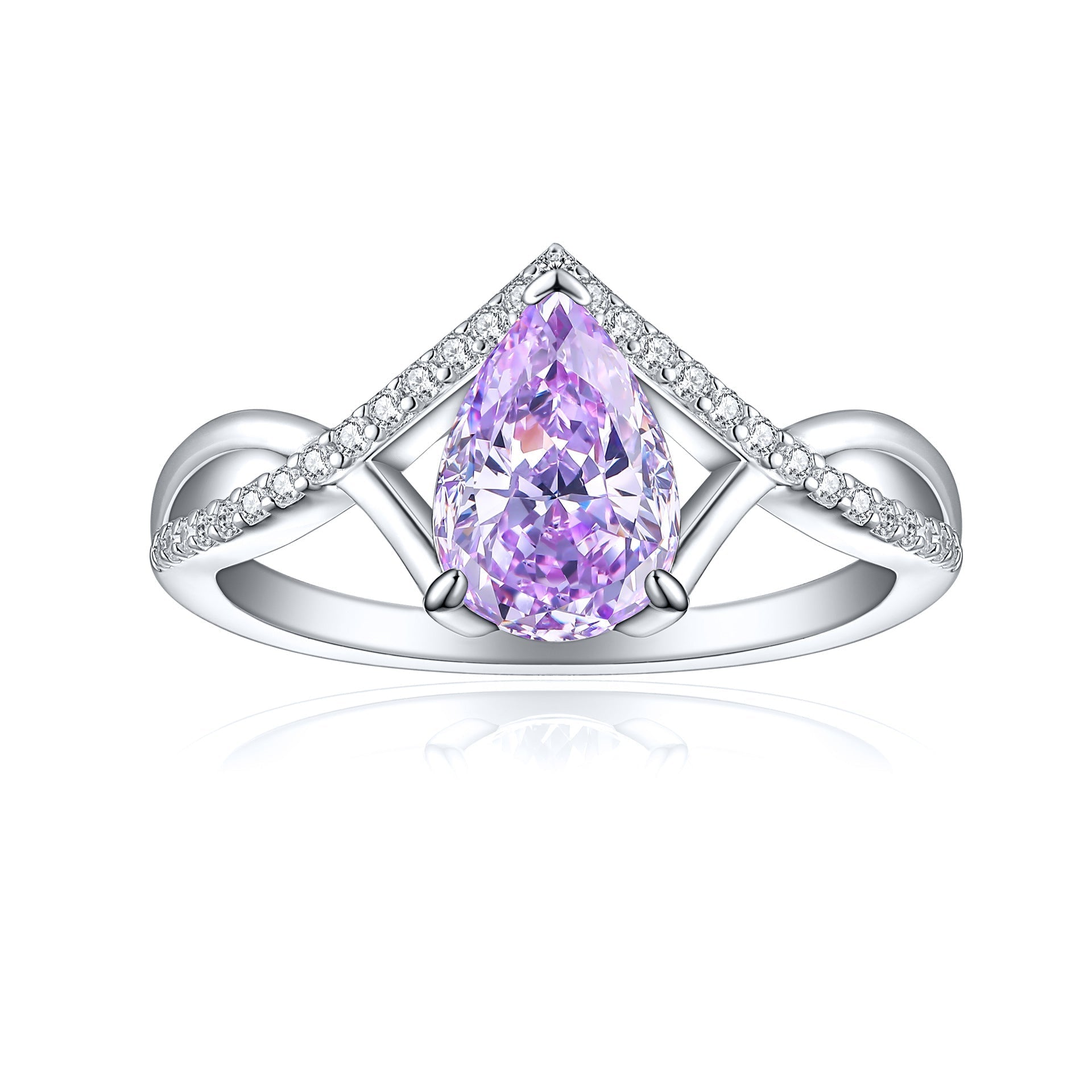 Pear Cut Twisted band Engagement Ring (Multi Color Available)