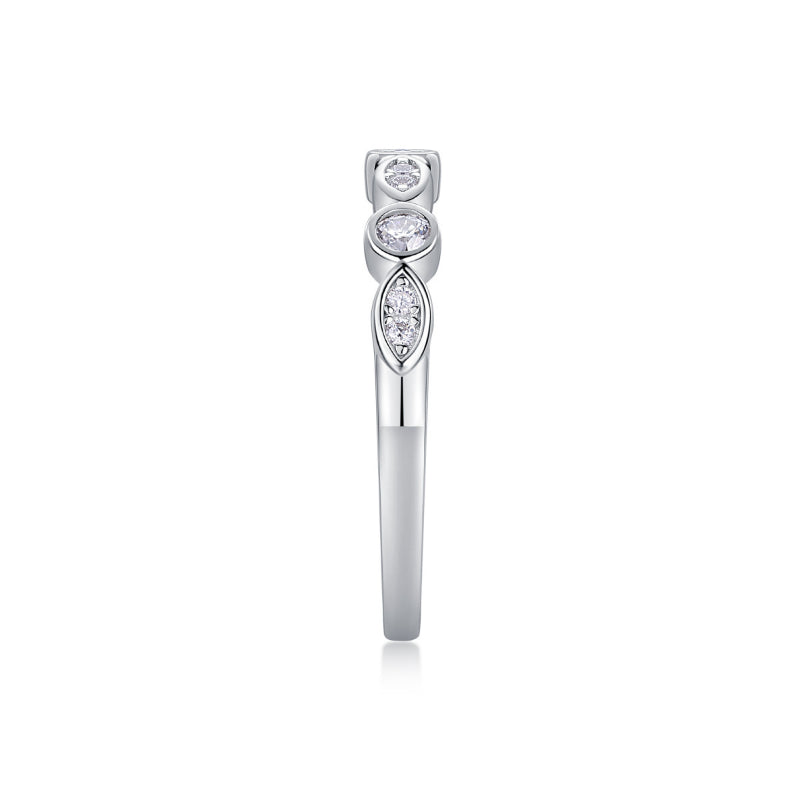 Simple Half Eternity 18k White Gold Plated Moissanite Band