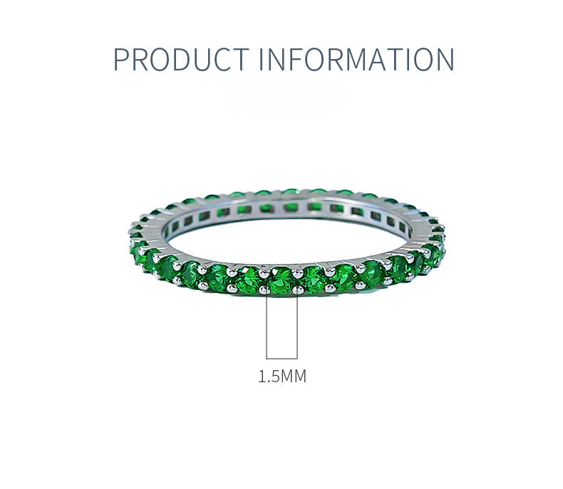 Multi-color Eternity Sterling Silver Band