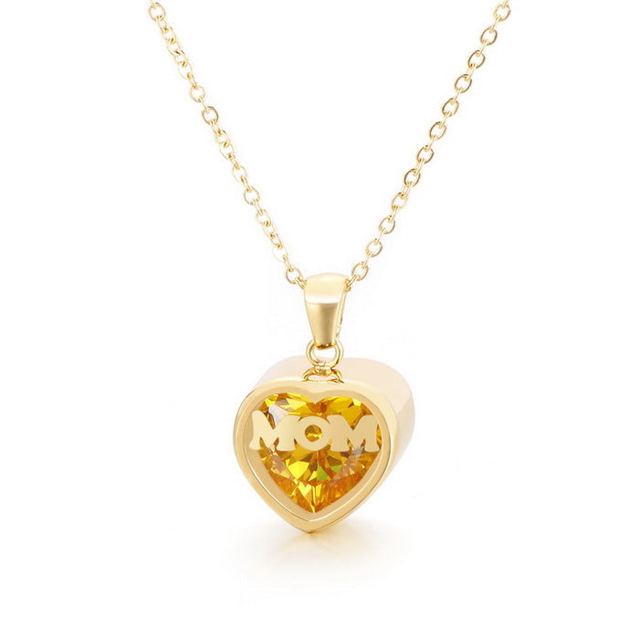 Personalized Heart Cut Pendant Necklace For Mom