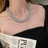 Fashion Square Shape Stone Necklace