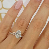 Rose Golden Tone Oval Cut Sterling Silver Bridal Set