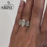 Three Stone Oval Cut Engagement Ring Anniversary Ring in Sterling Silver