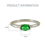 Simple Green Oval Cut Sterling Silver Ring