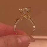 Classic Round Cut 6 Prong 925 Sterling Silver Engagement Ring