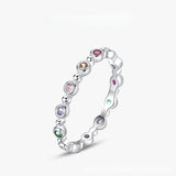 Simple Rainbow Round Cut Sterling Silver Band
