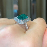 Vintage Green Emerald Cut 925 Sterling Silver Engagement Ring