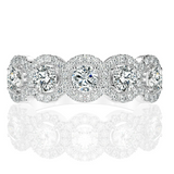 Dainty Halo Round Cut Five Stone Sterling Silver Wedding Band