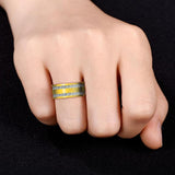 Princess Cut Gender Neutral Silver And Golden Tone Wedding Band