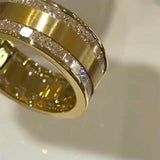 Princess Cut Gender Neutral Silver And Golden Tone Wedding Band