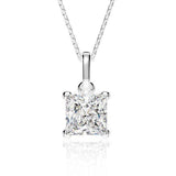 Mossanite Princess Cut Sterling Silver Pendant Necklace