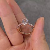 Rose Golden Tone Oval Cut Sterling Silver Engagement Ring