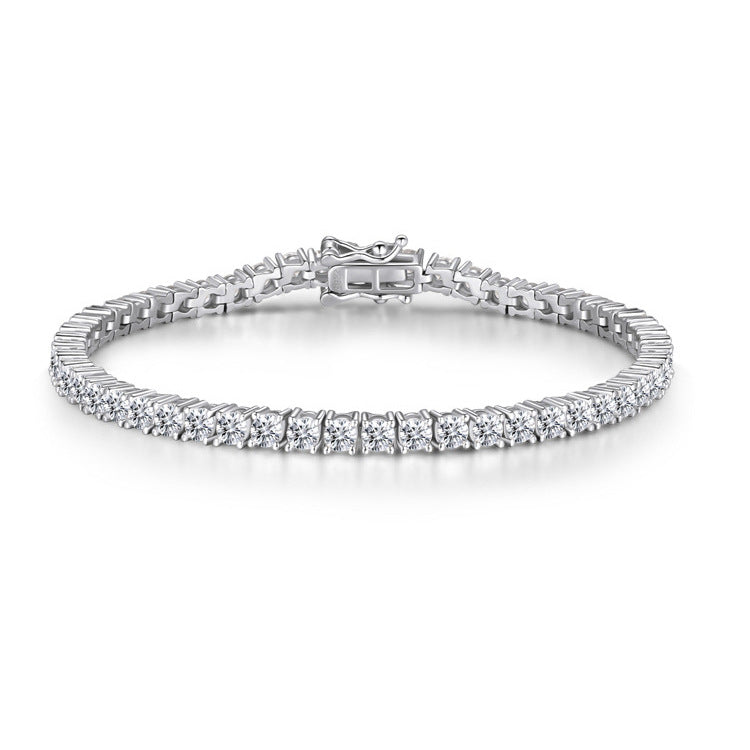 Shinning Classic 4mm Tennis Bracelet Moissanite In Sterling Silver