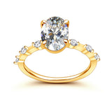 Oval Cut Engagement Ring with Side Stone in Sterling Silver