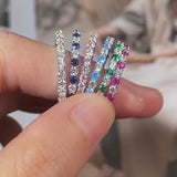 Stunning Sterling Silver Rainbow Color Eternity Band Ring for Women