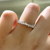 Marquise Cut & Round Cut Crossed Wedding Band In Sterling Silver
