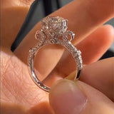 Vintage 6 Prongs Round Cut Engagement Ring In Sterling Silver