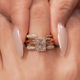 Luxury Sparkling 4Pcs Radiant Cut Sterling Silver Bridal Set