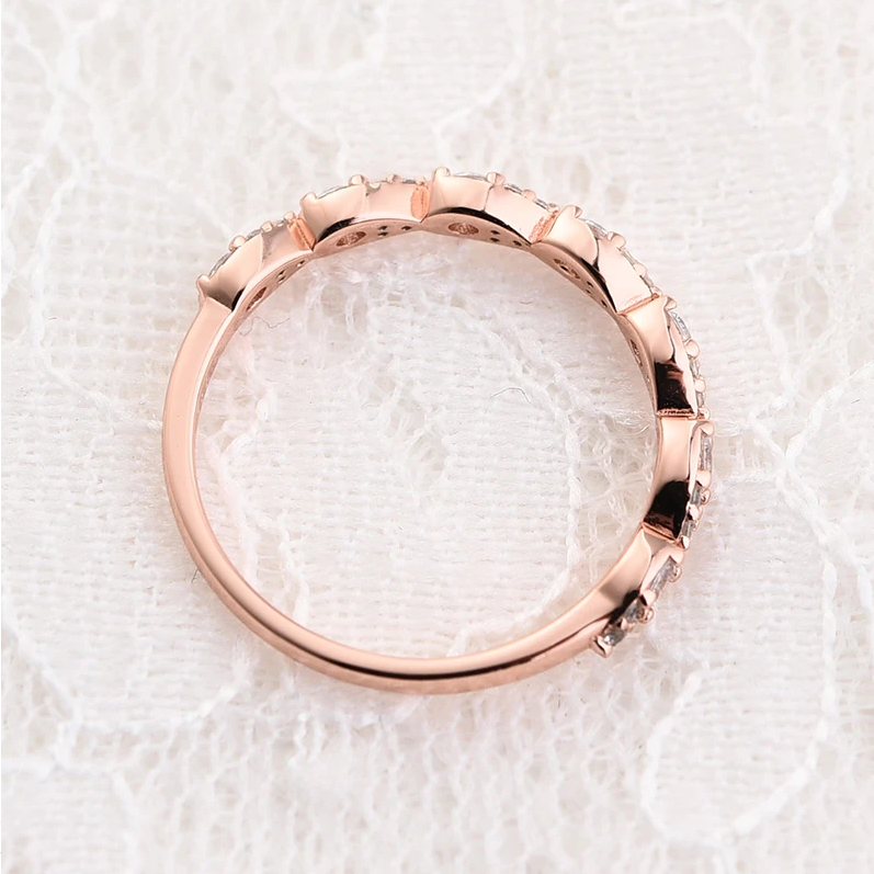 Rose Golden Tone Half Eternity Stackable Wedding Band