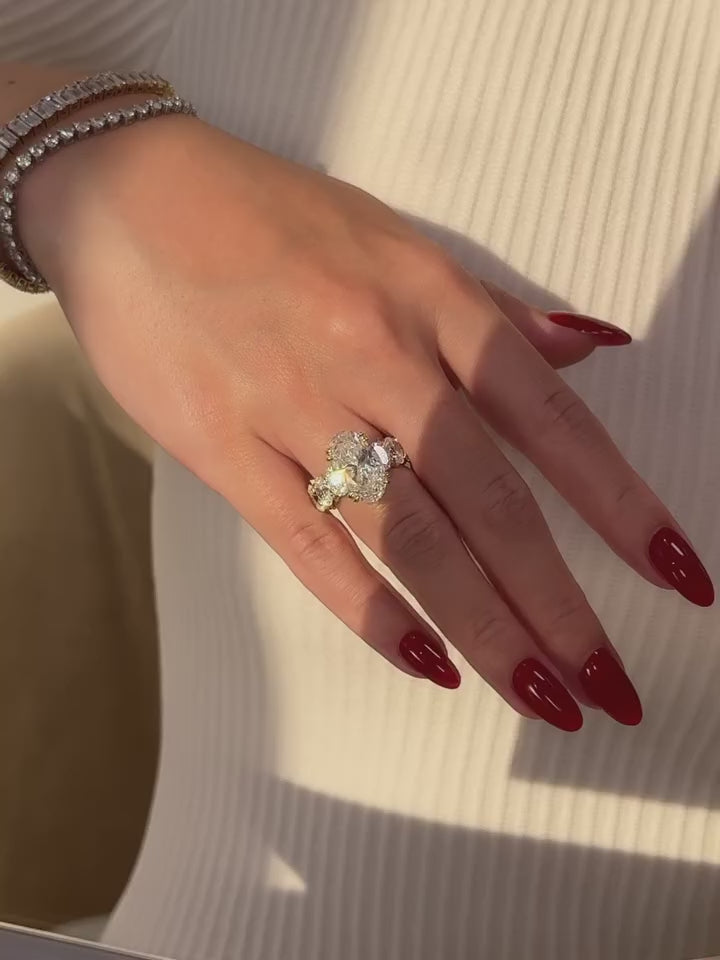 5.88ct Elongated Oval Eternity Engagement Ring