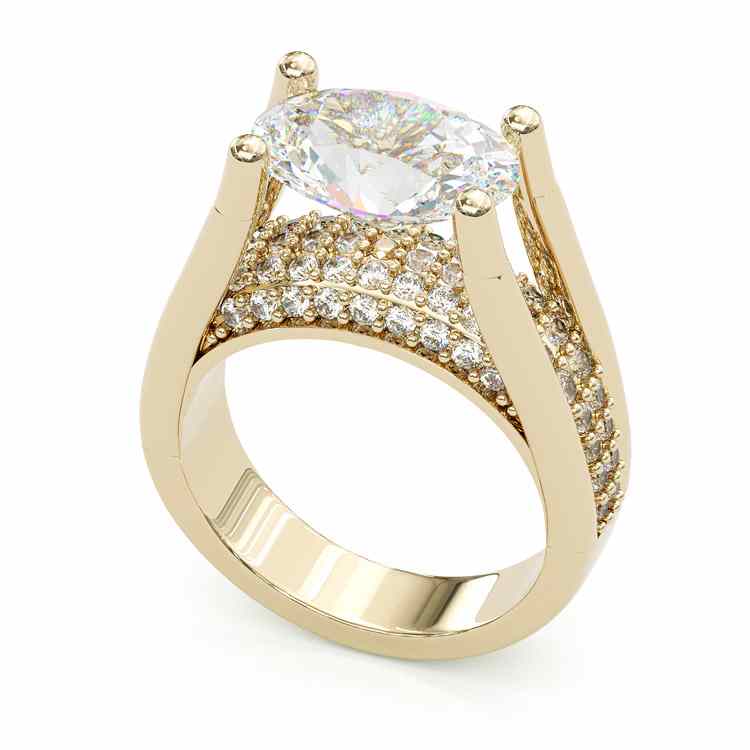 4.5ct Distinctive Inverted Tension-set Oval Cut Sterling Silver Moissanite Engagement Ring