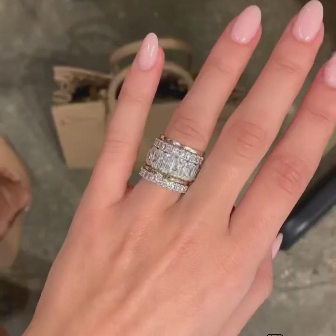 5PCS Stunning Wedding Band Set In Sterling Silver