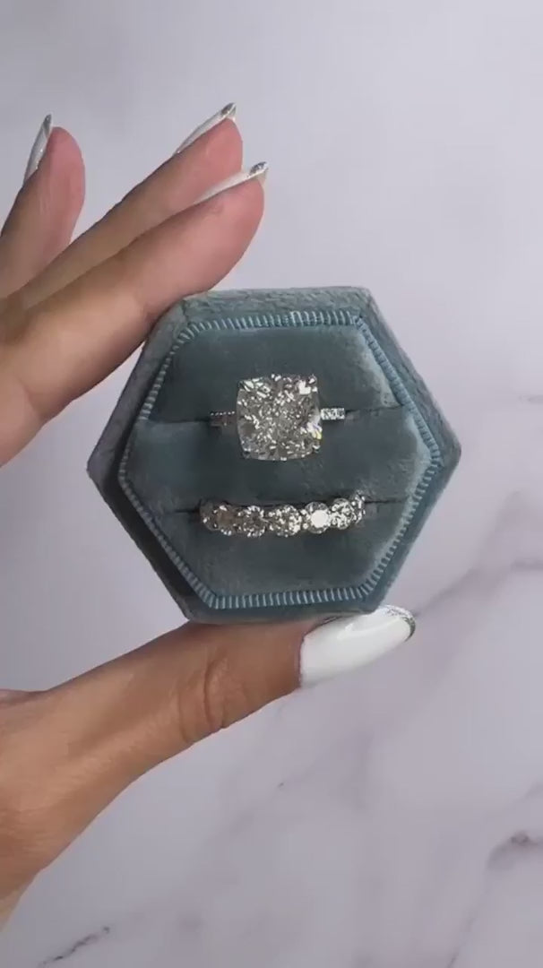 2PCS Cushion Cut Bridal Set in Sterling Silver