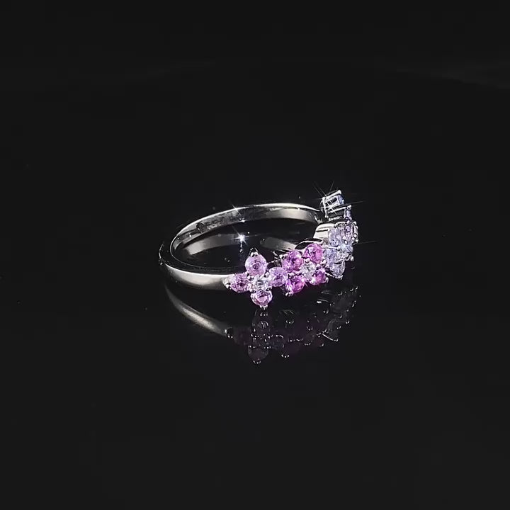 Floral Design Sterling Silver Ring in Silver Tone