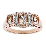 Luxurious Rose Golden Tone Three Stone Champagne Sterling Silver wedding Band