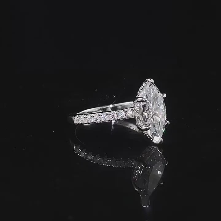 Classic 1.5 CT. Marquise Cut Sterling Silver Engagement Ring In Half Eternity Band