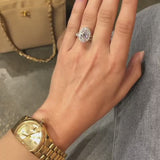 Elegant Halo Oval Cut Wedding Bridal Set In Sterling Silver