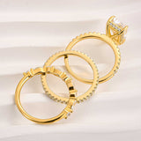 Noble Radiant Cut 3PC Wedding Bridal Set in Sterling Silver