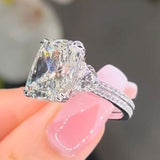 Stunning Radiant Cut Sterling Silver Engagament Ring