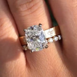 Sparkling 2PCS Cushion Cut Sterling Silver Bridal Set With Clover Design Band