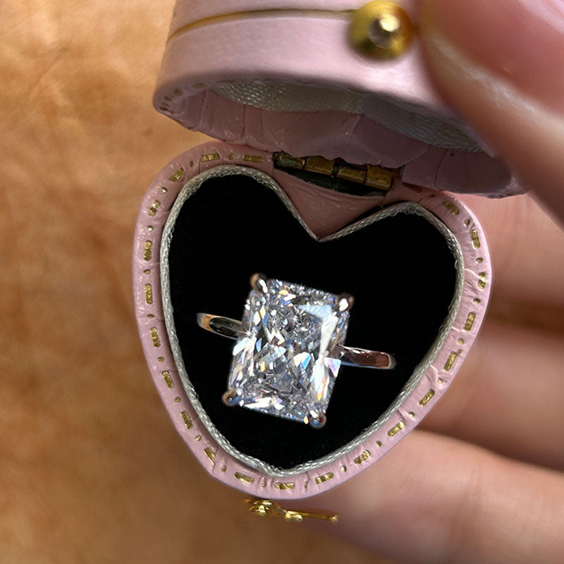Radiant Cut Moissanite Sterling Silver Engagement Ring