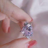 Romantic Pink Gemstone Heart Cut Sterling Silver Engagement Ring